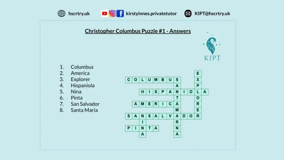 Columbus crossword 1 answers