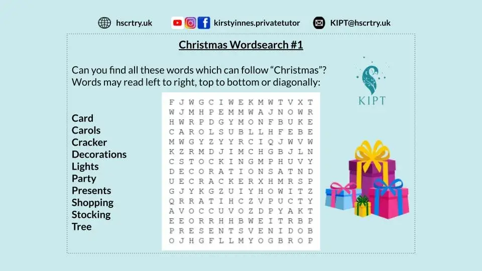 KIPT - Christmas wordsearch #1