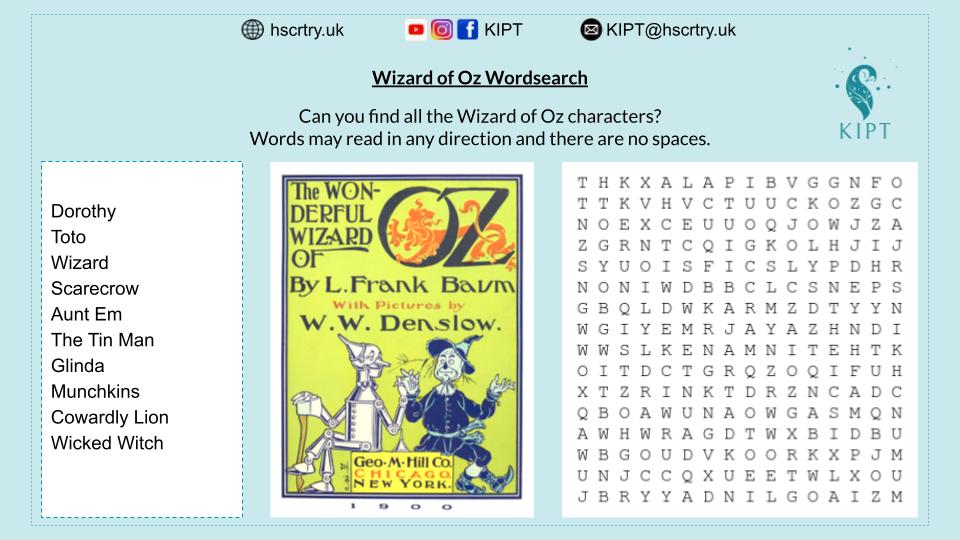 Wizard of Oz wordsearch