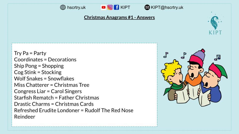 Christmas anagrams #1 answers